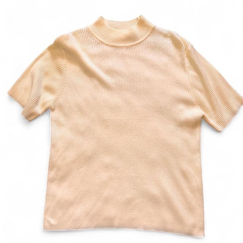 Croft & Barrow XL Butter Yellow Ribbed Mock Neck Sweater Short Sleeve